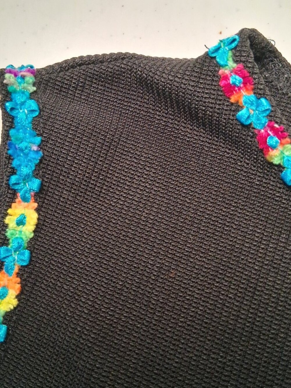 Vintage Ronni Nicole by Ouida Shirt Size 16 Black Rainbow Trim Tank Top USA Made - Picture 10 of 13